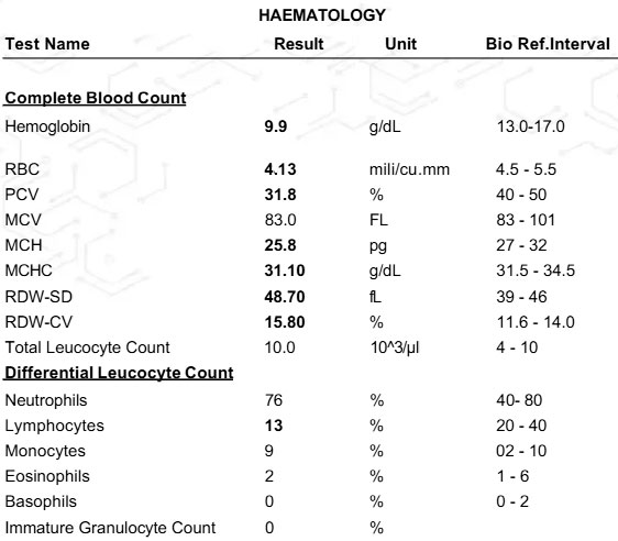 Laboratory report before